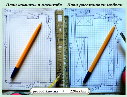 План комнаты в масштабе